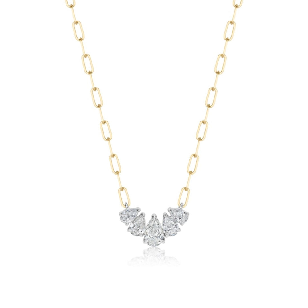 Graduated Pear Diamond Five Pear Necklace