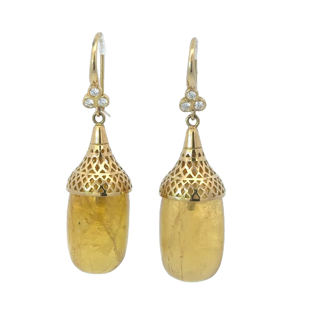 18K Gold Crownwork Golden Beryl Drops