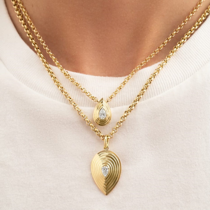 Large Pear Shaped Diamond Layered Pear Necklace