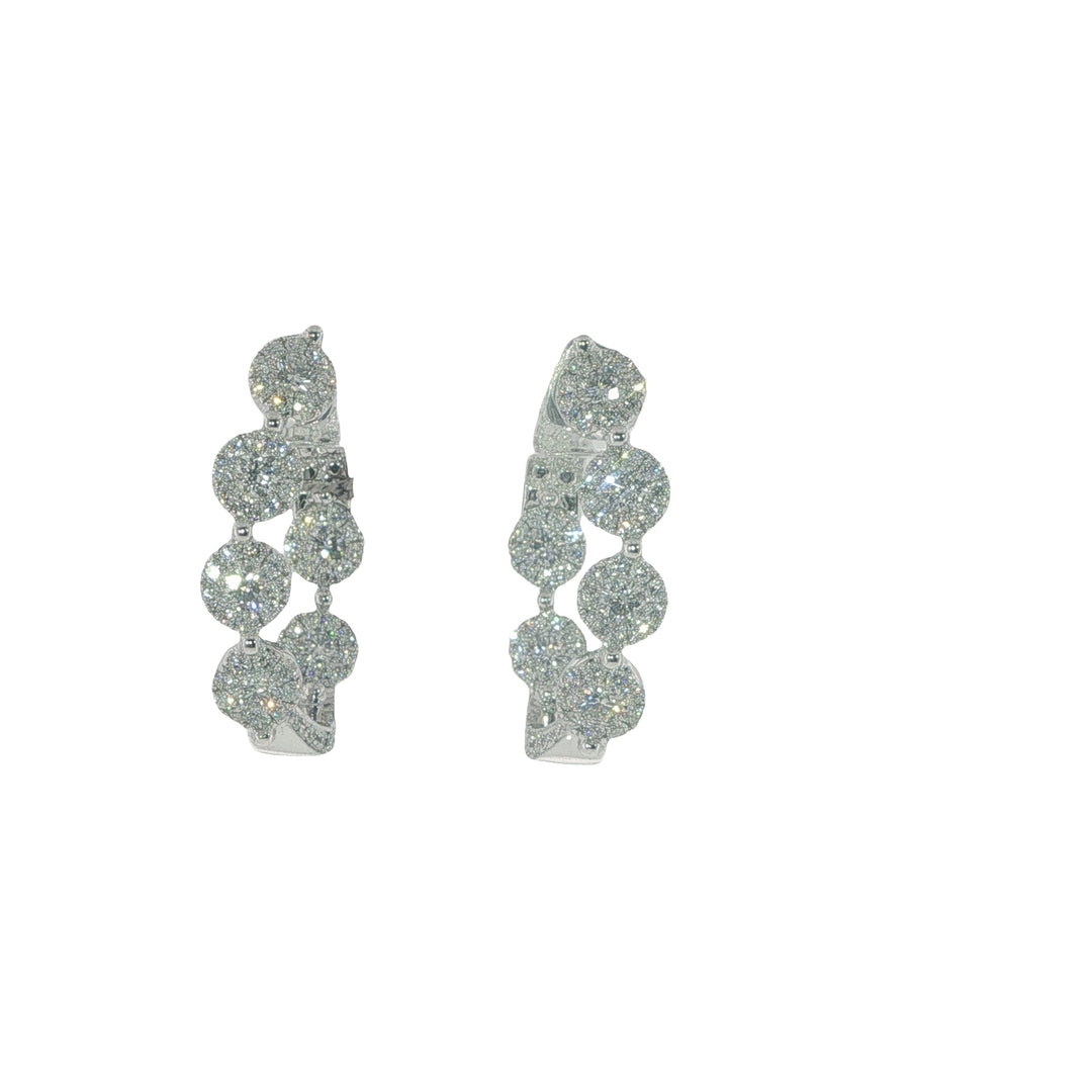18K White Gold Diamond Halo Inside Out Hoops