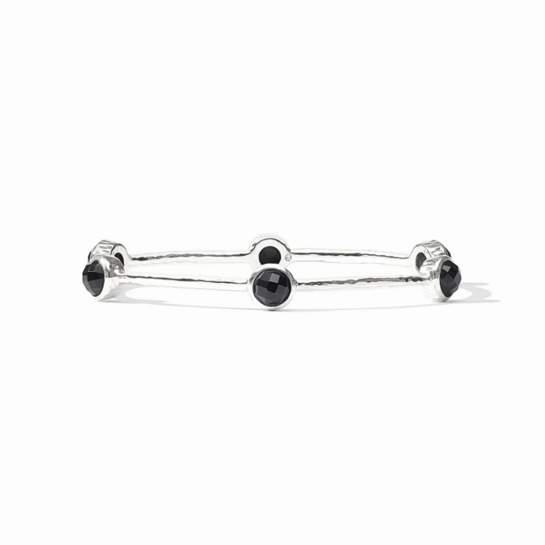 Silver Milano Luxe Bangle In Obsidian Black - 8"