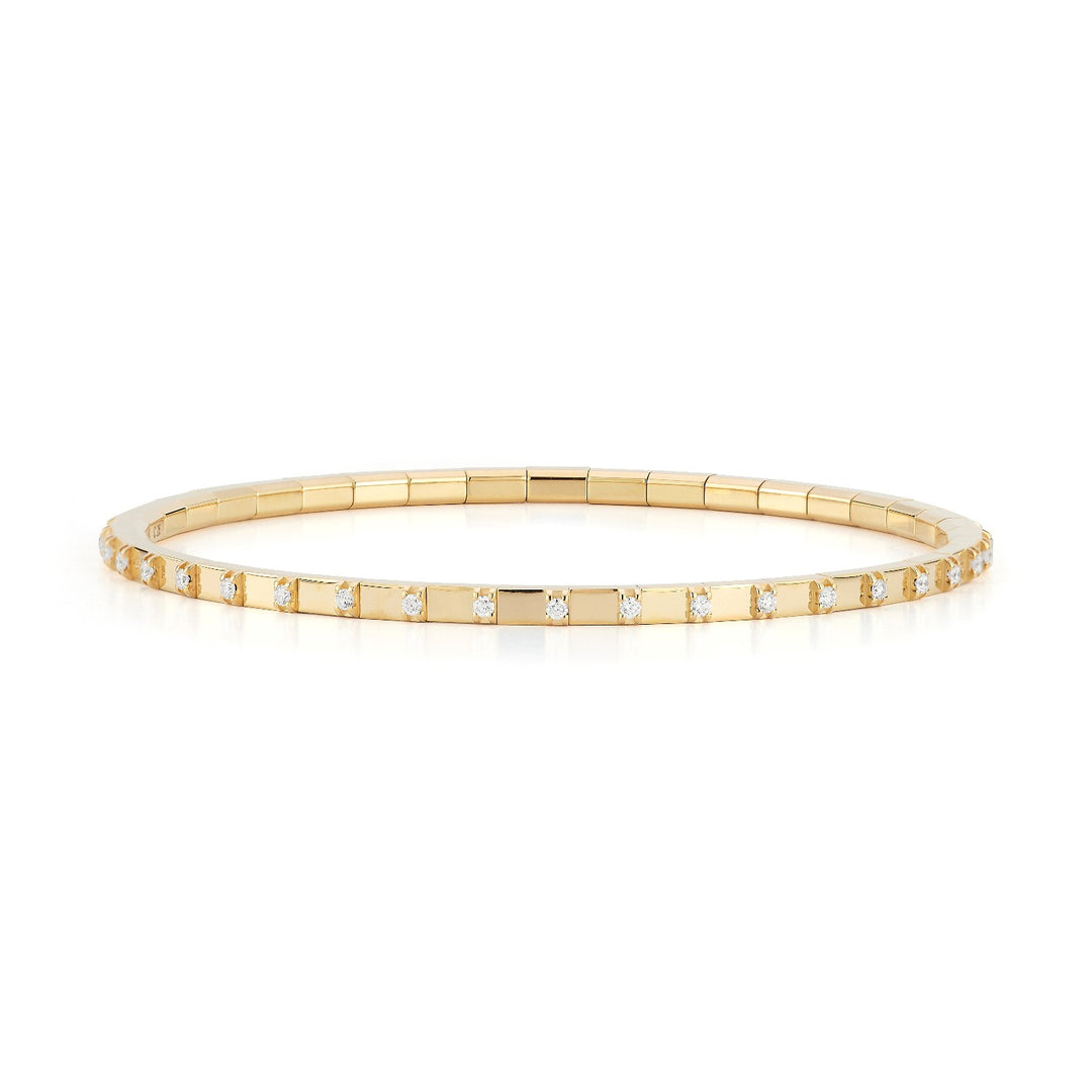 18K Yellow Gold Stretch Tennis Bracelet With Diamond Stations Weighing 0.42cts