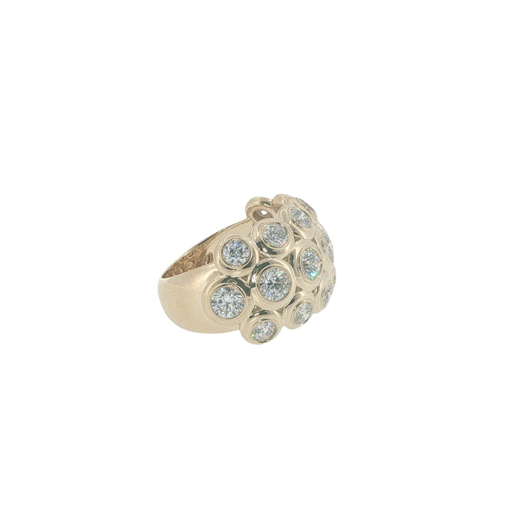 18K Yellow Gold And Diamond Moonlight Bubble Ring - Size 7