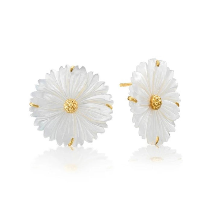 Mermaid Garden Blossom Stud Earrings In Mother Of Pearl