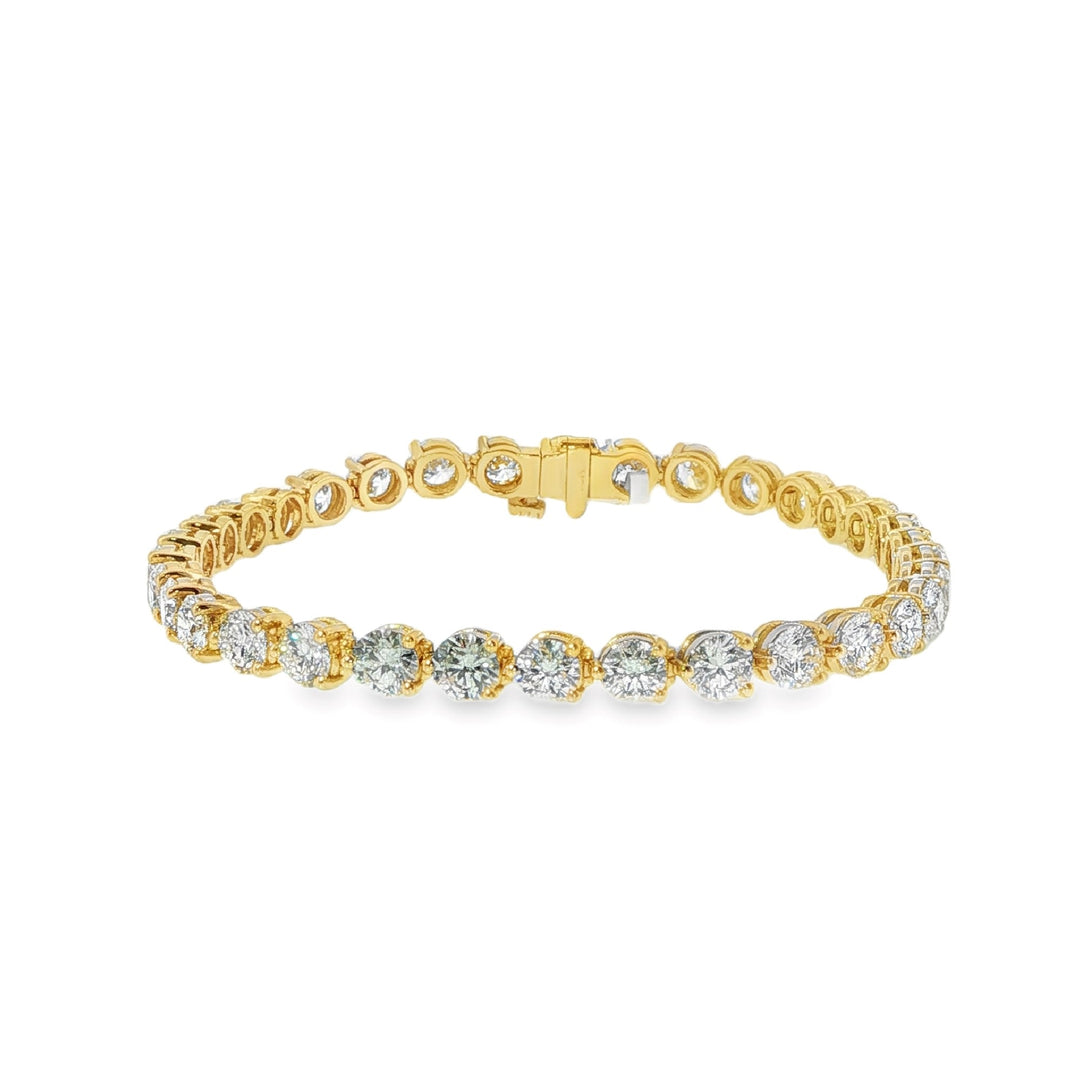 18K Yellow Gold Diamond Tennis Bracelet Weighing 11.16cts