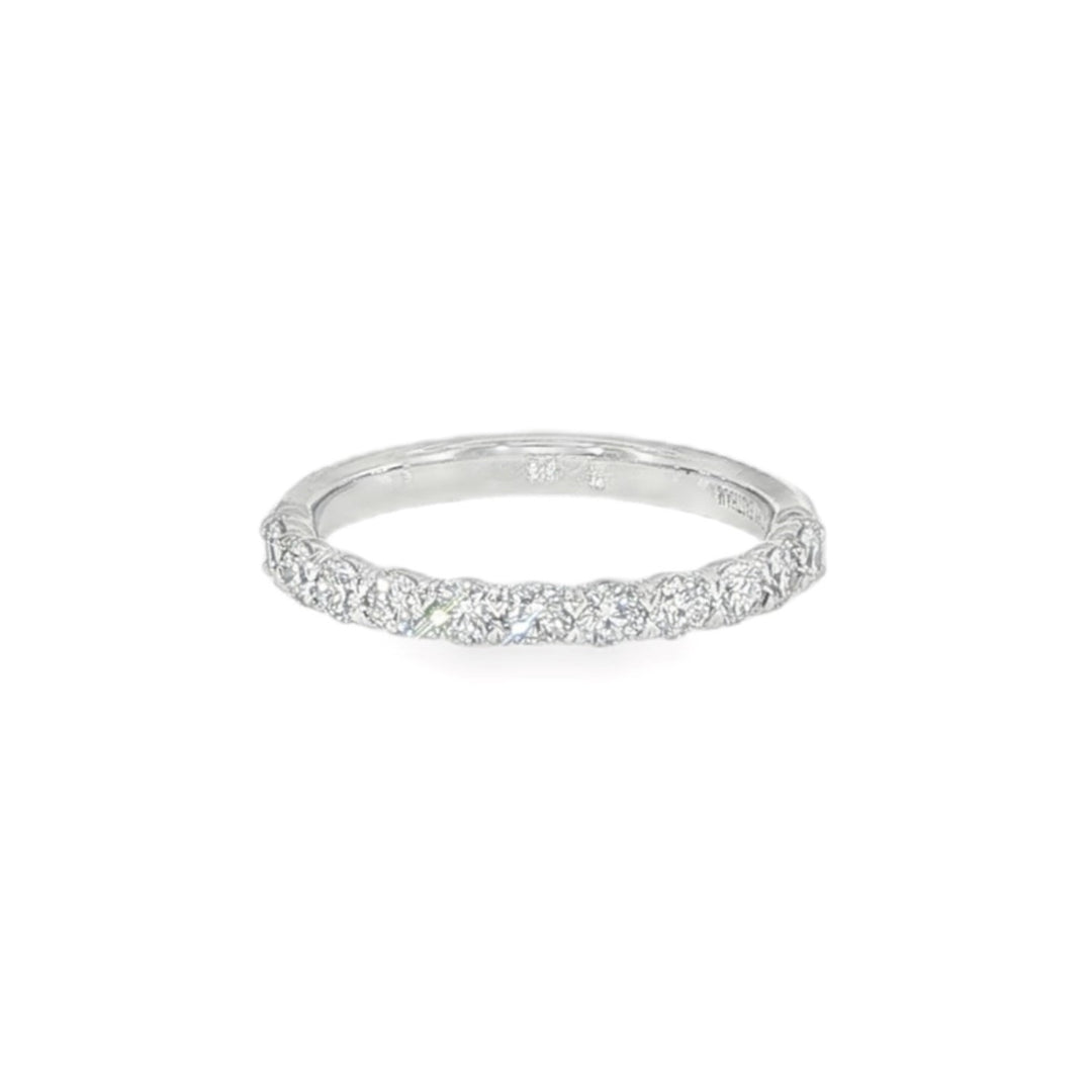 18K White Gold Silk Prong Half Eternity Band - Size 6