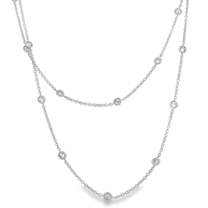 White Gold Diamond By The Yard Chain Necklace With 29 Round Diamonds