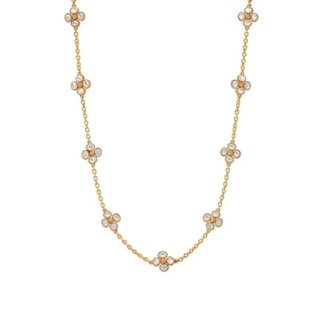 Berry Clover Double Sided Necklace With Mother Of Pearl - 16"