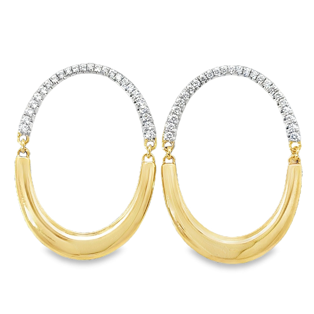 18K Yellow Gold And Diamond Round Earrings