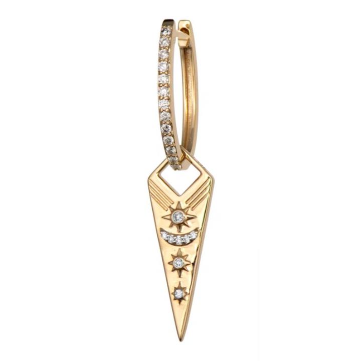 14K Gold Single Double Sided Evil Eye Dagger Charm