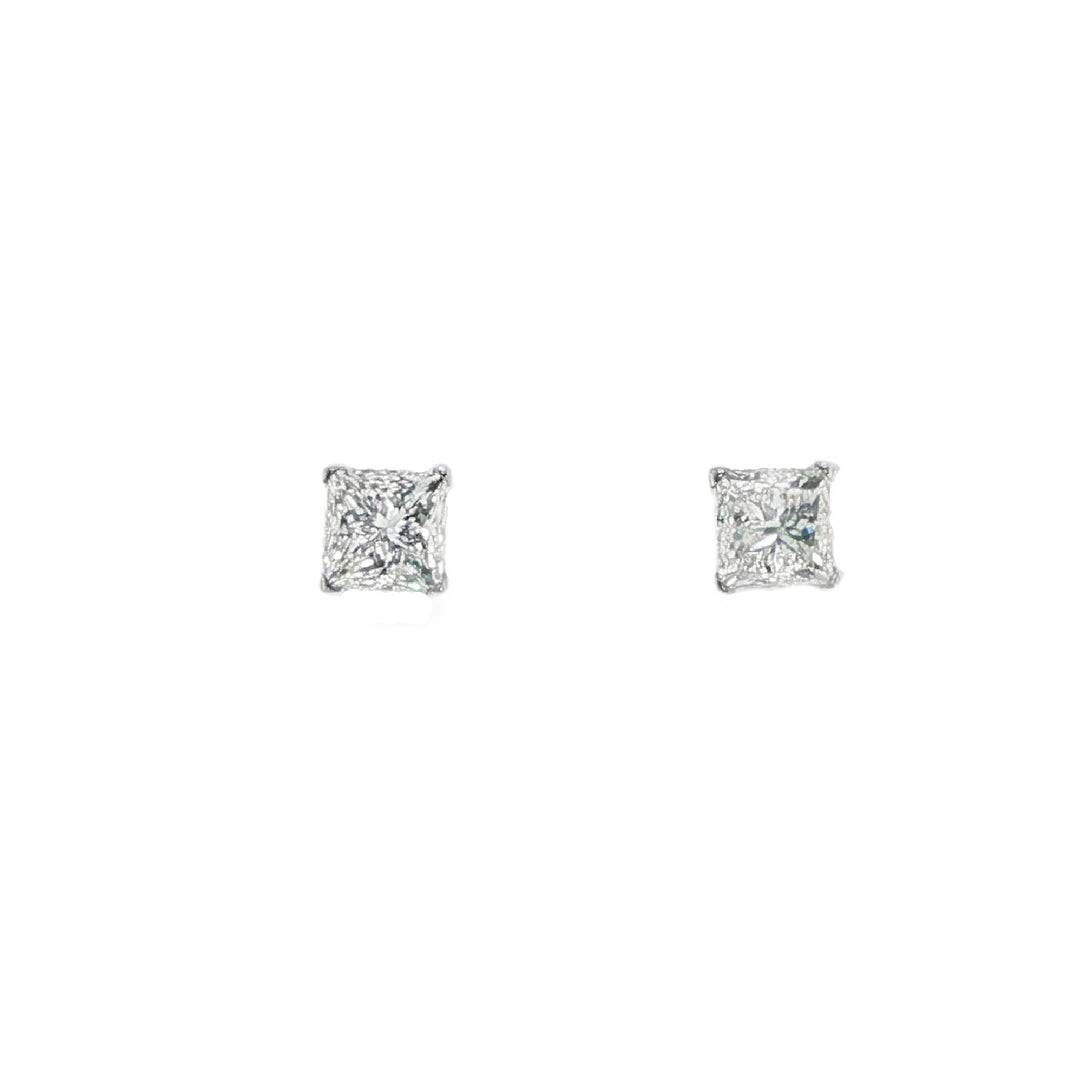 White Gold Princess Cut Diamond Studs
