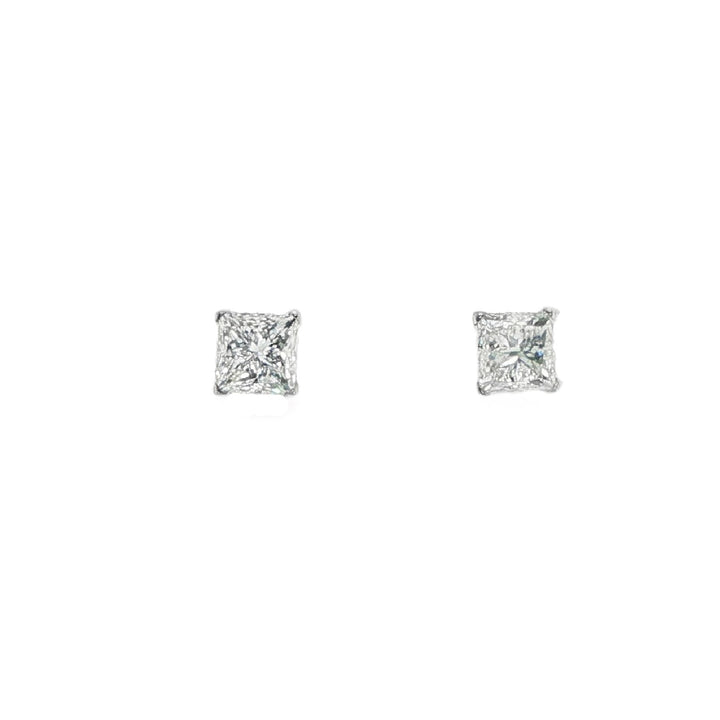 White Gold Princess Cut Diamond Studs