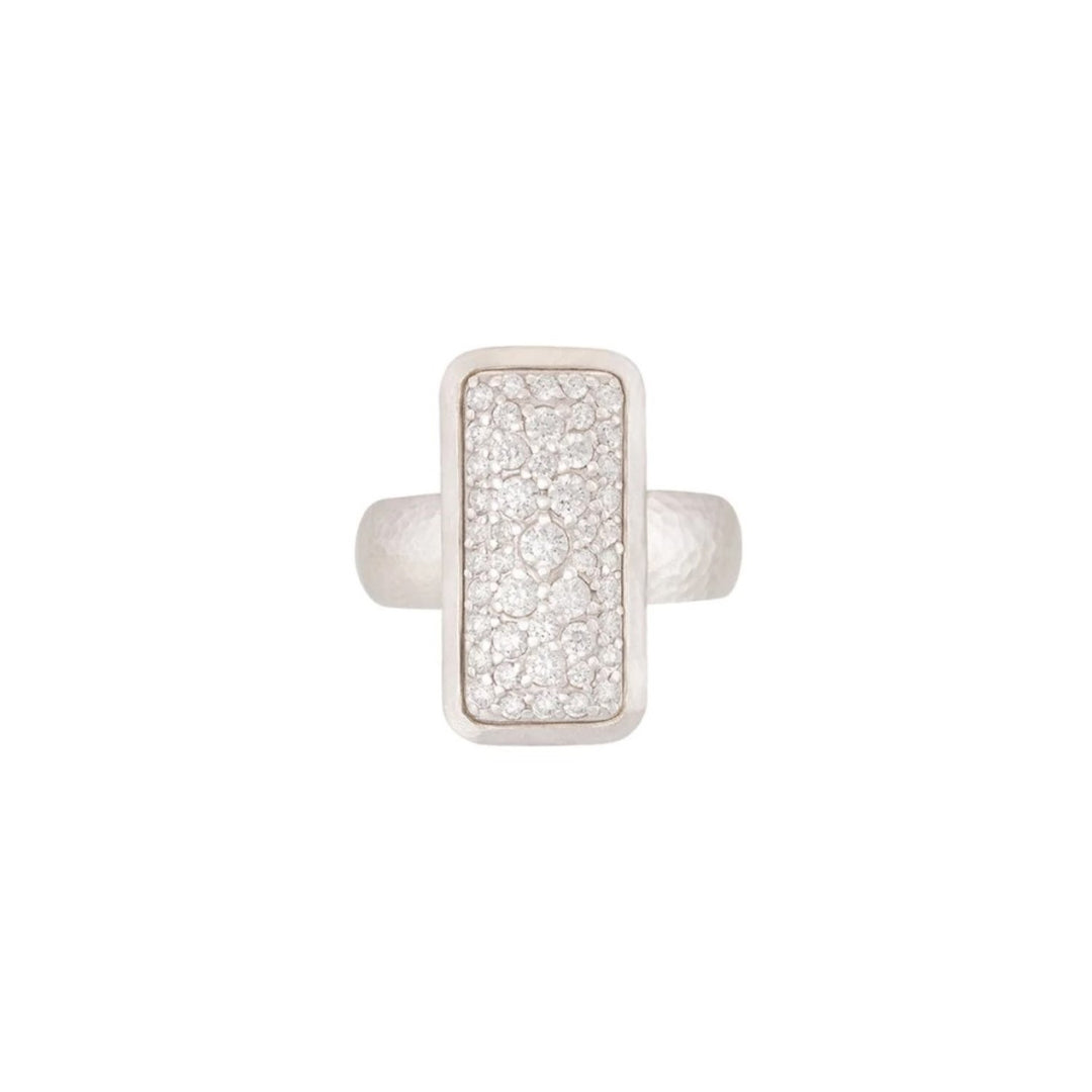 Celestial Couture Silver Diamond Pave Ring - Size 6.5