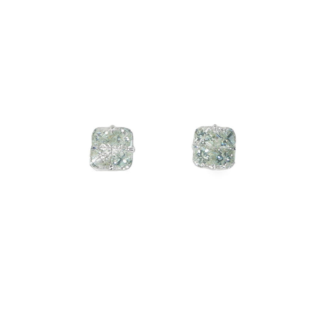 18K White Gold Illusion Set Diamond Stud Earrings