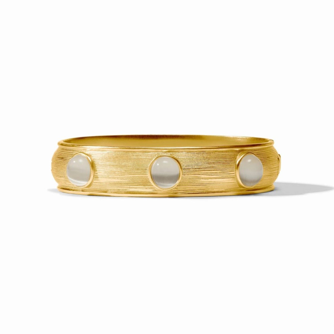 Cobblestone Stone Hinge Bangle With Ivory Cat's Eye
