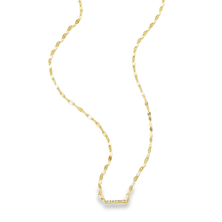 14K Gold Mini Diamond Bar Pendant Necklace
