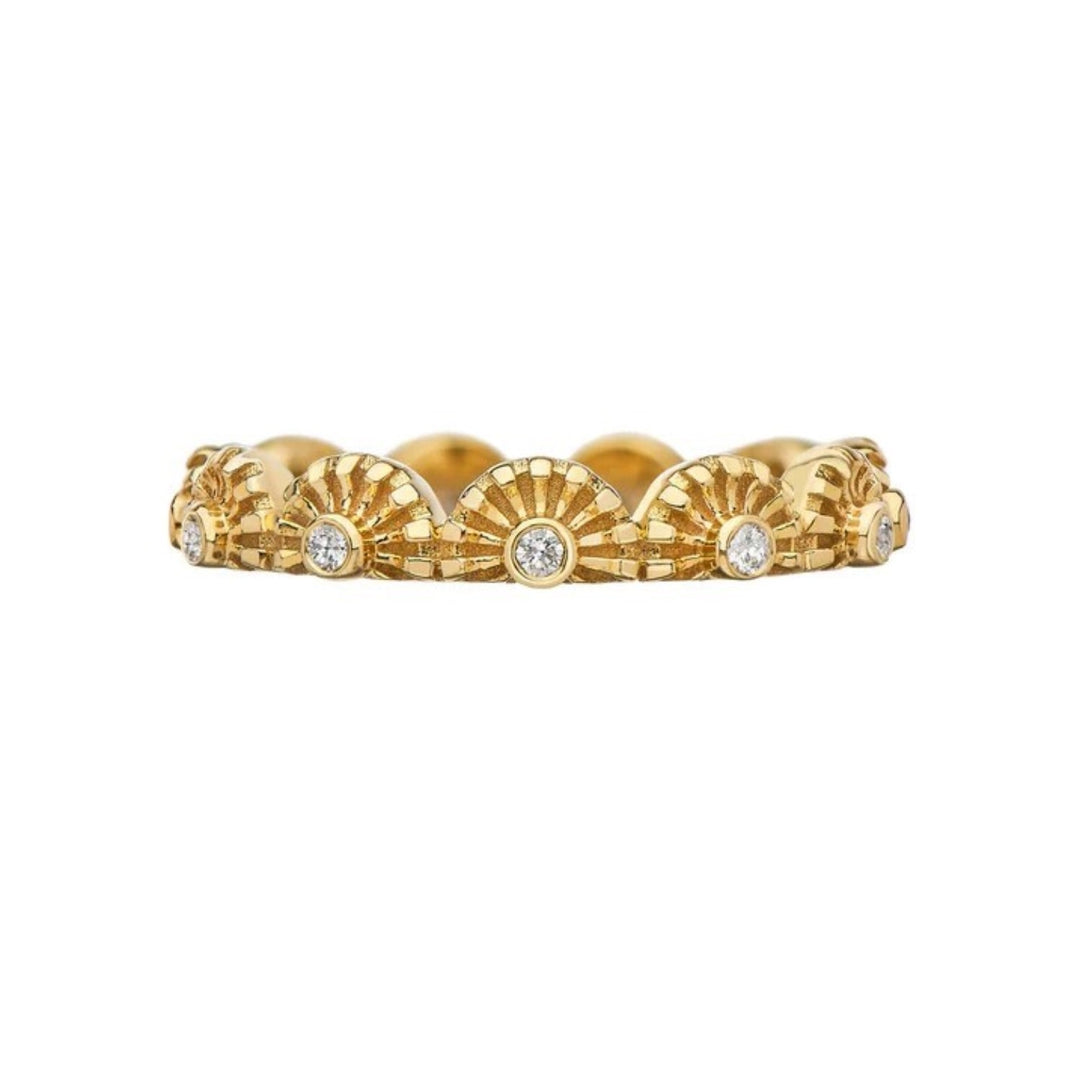 18K Yellow Gold Chakra Crown Band - Size 6.5