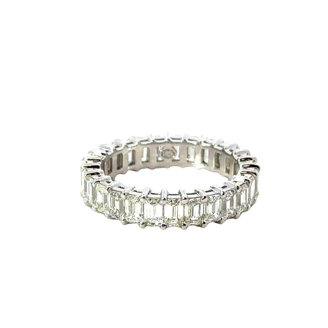 Platinum Emerald Cut Eternity Band - Size 4.5
