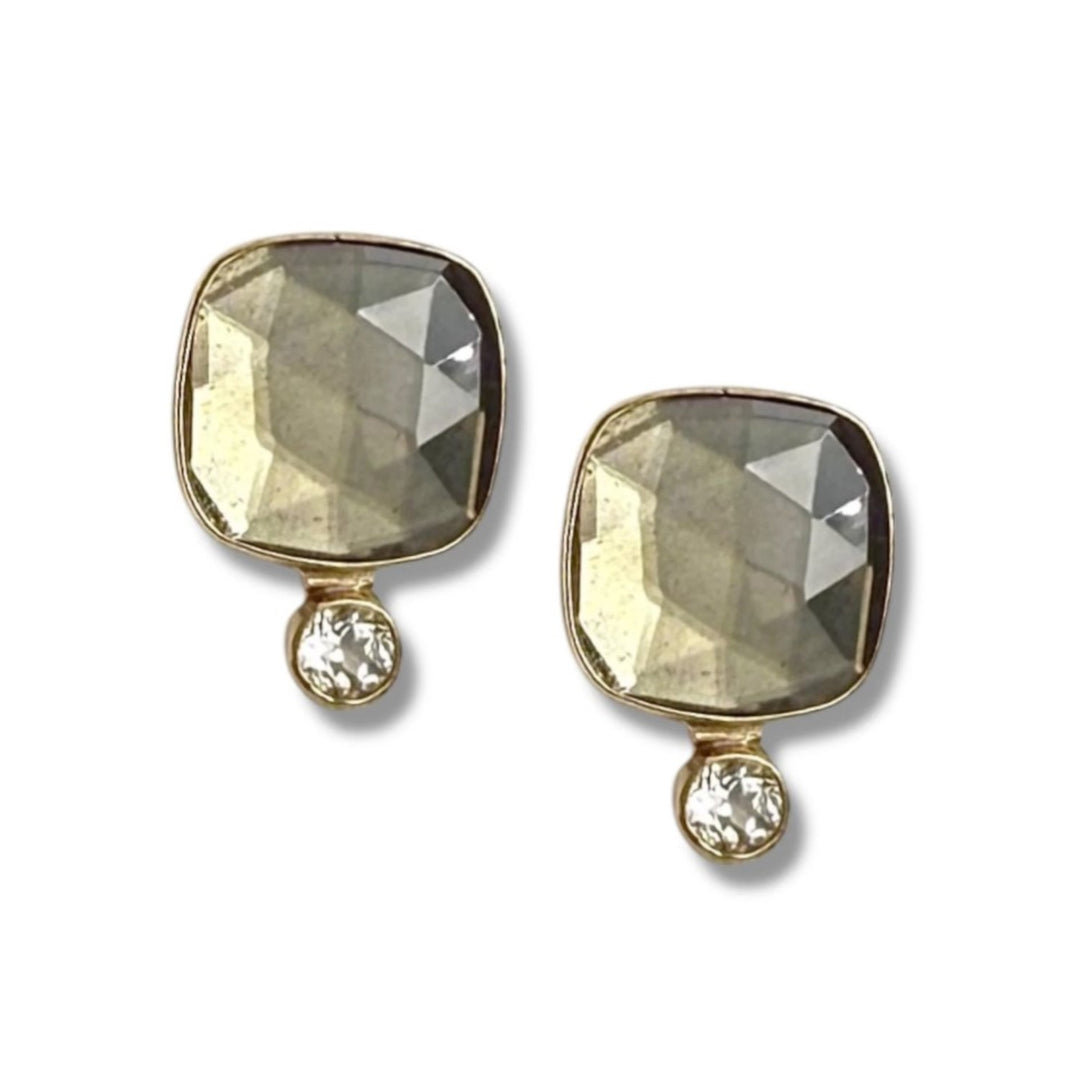 Pyrite Doublet Stud Earring