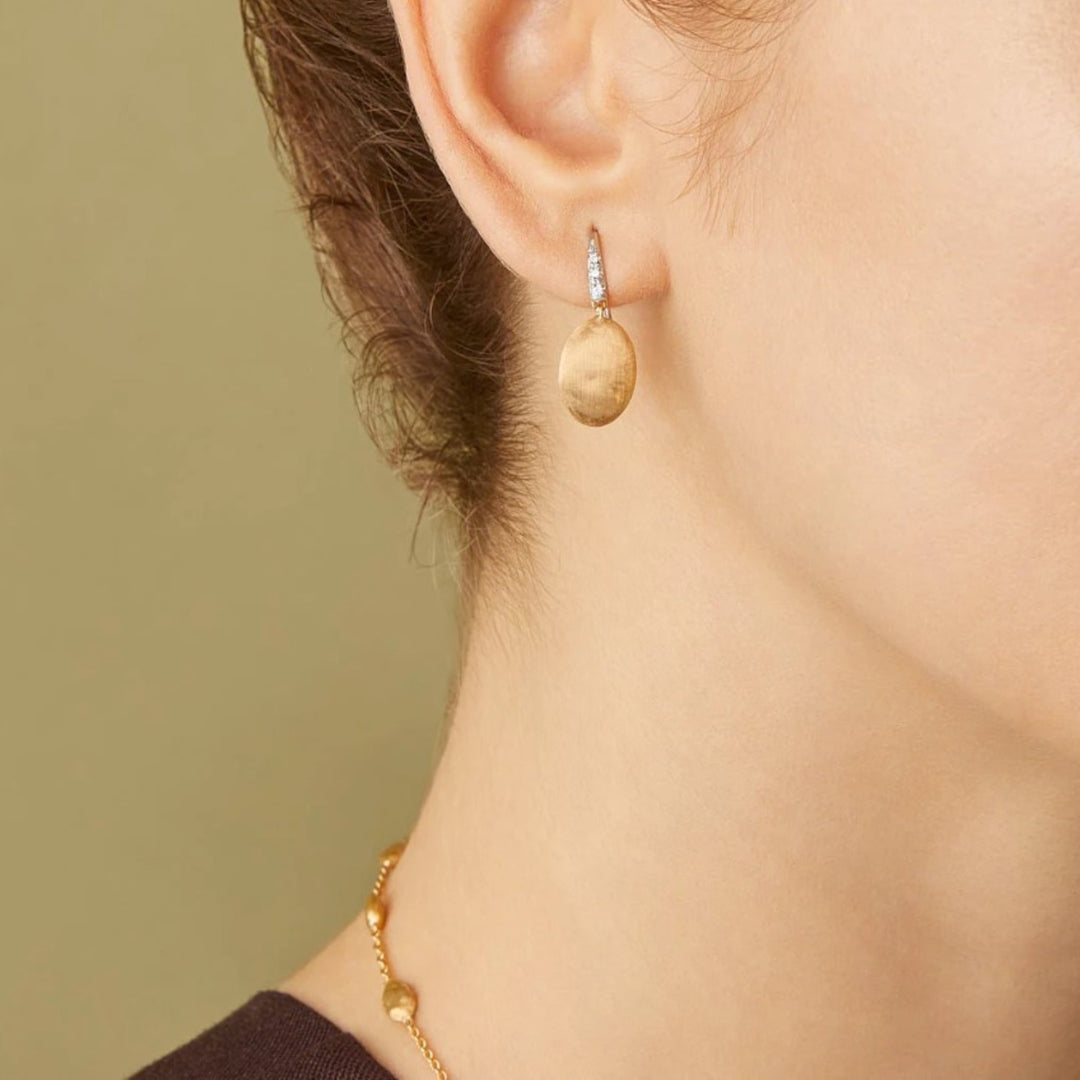 18K Yellow Gold & Diamond Drop Earrings