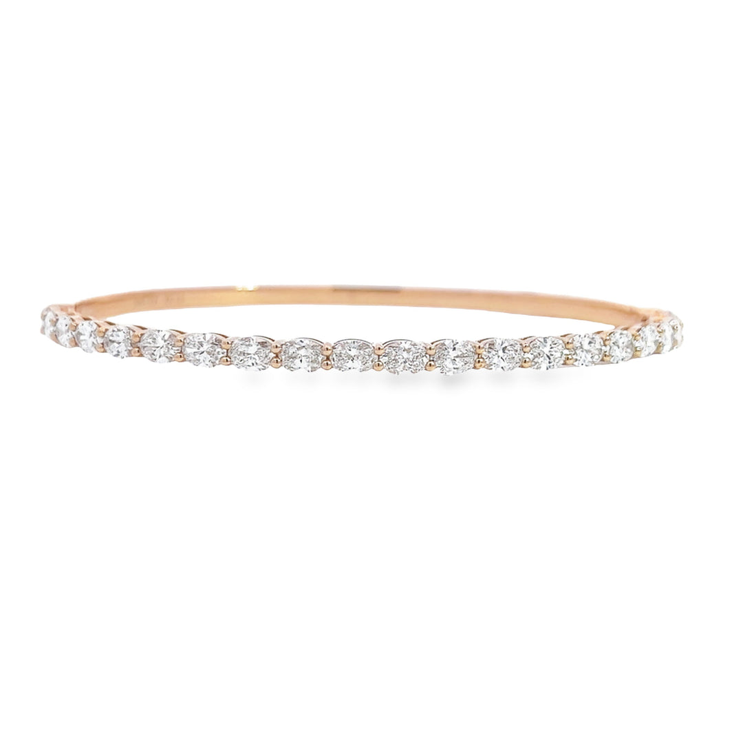 Rose Gold Bangle With 21 Oval Diamonds Weighing 3.15cts