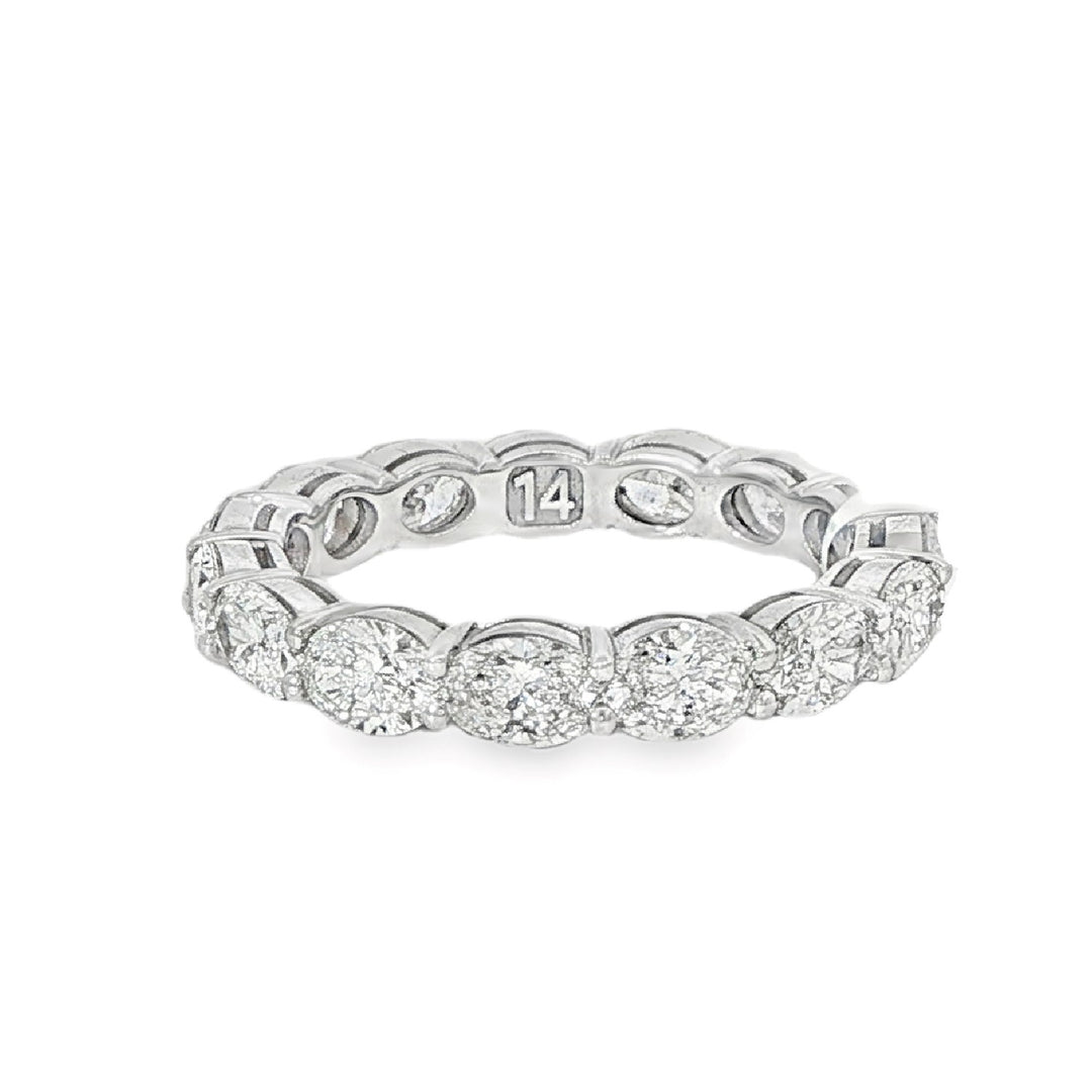 White Gold Diamond Eternity Band With 15 East West Set Oval Diamonds Weighing 2.89cts - Size 6.25