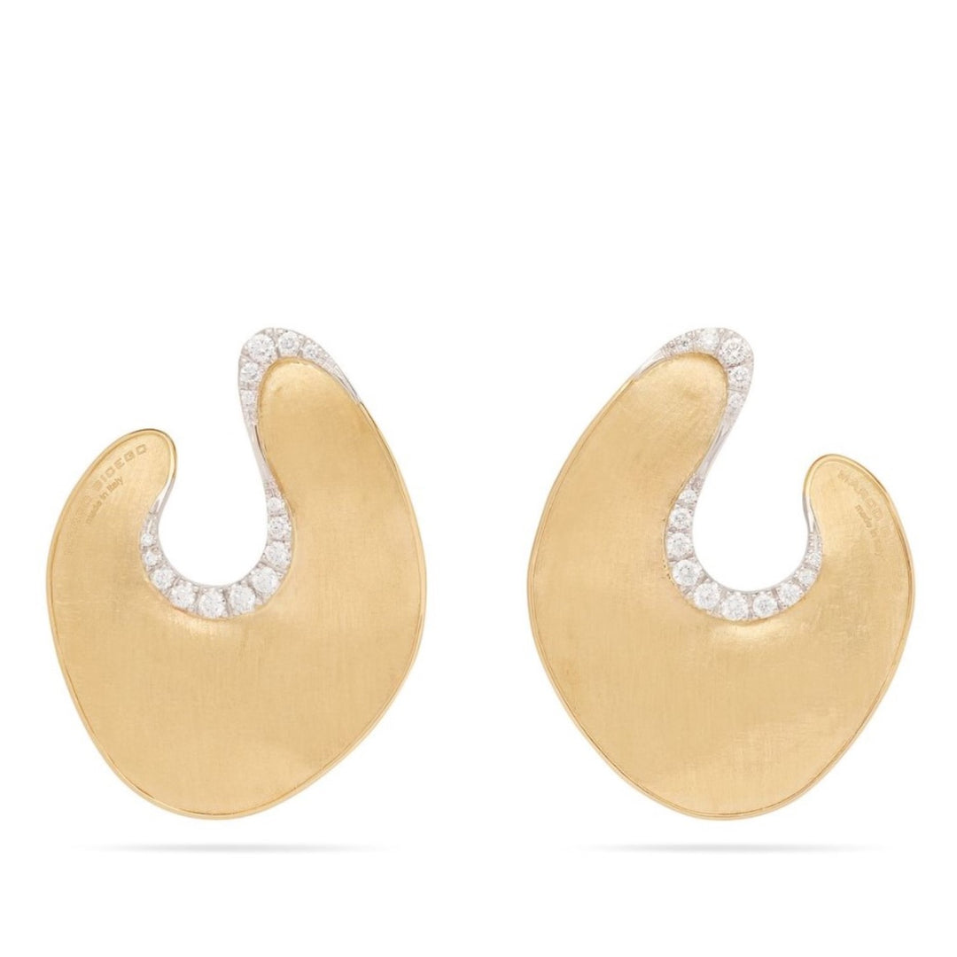 18K Lunaria Earrings With Round Diamonds