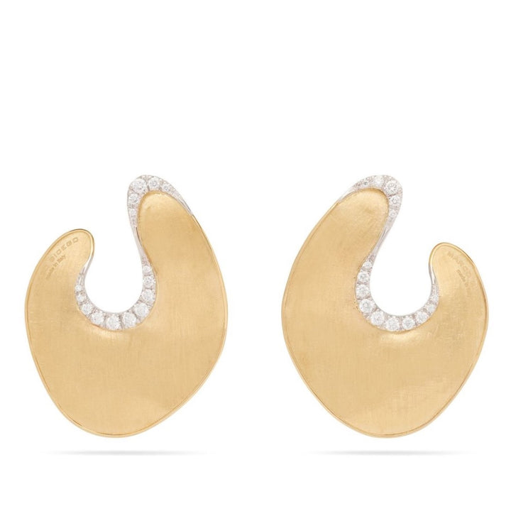18K Lunaria Earrings With Round Diamonds