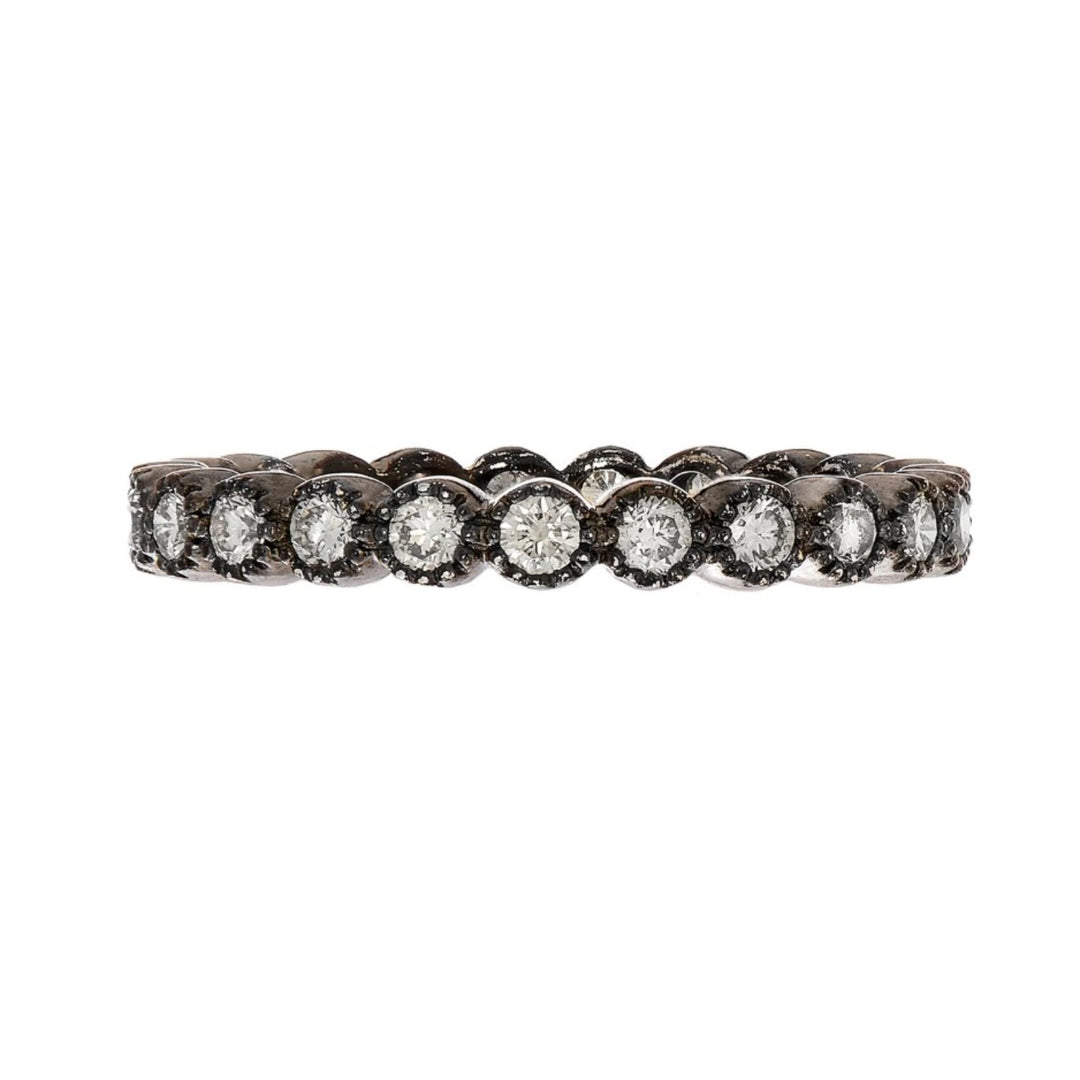 18K Blackened Rhodium Bezel Set Eternity Band - Size 7