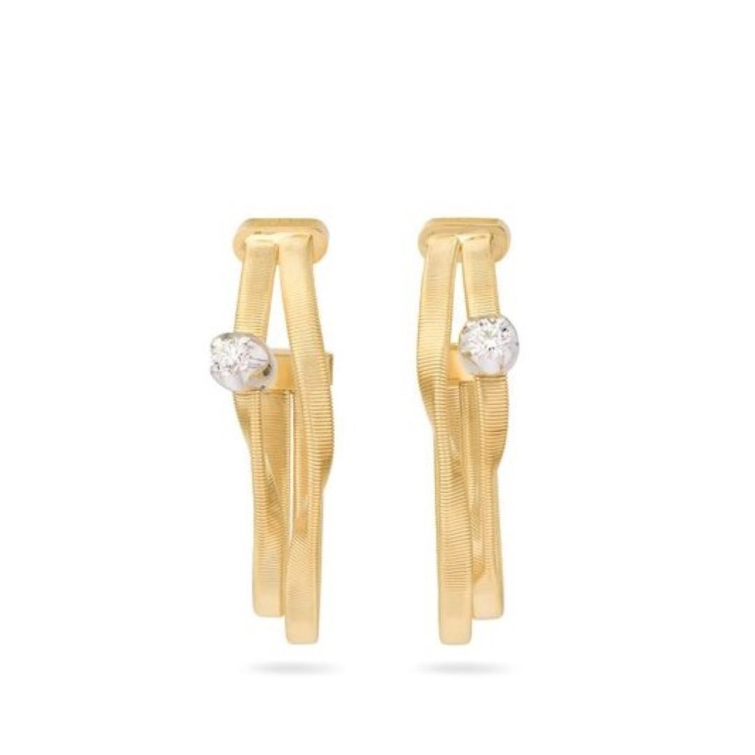 18K Yellow Gold Multi-Strand Hoops With Diamond Stations