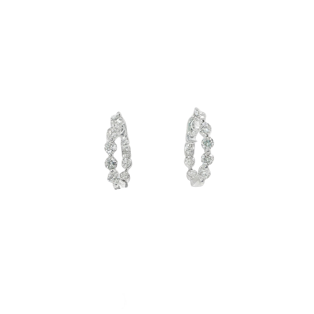 18K White Gold Inside Out Hoops Weighing 0.80cts In A Shared Single-Prong Setting