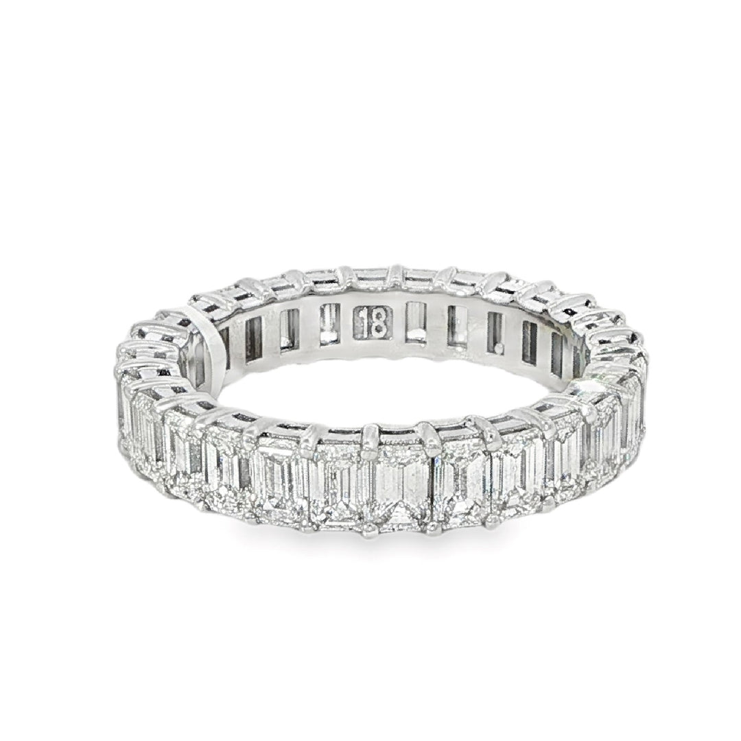 Platinum Eternity Band With 25 Emerald Cut Diamonds Weighing 3.90cts - Size 5.75