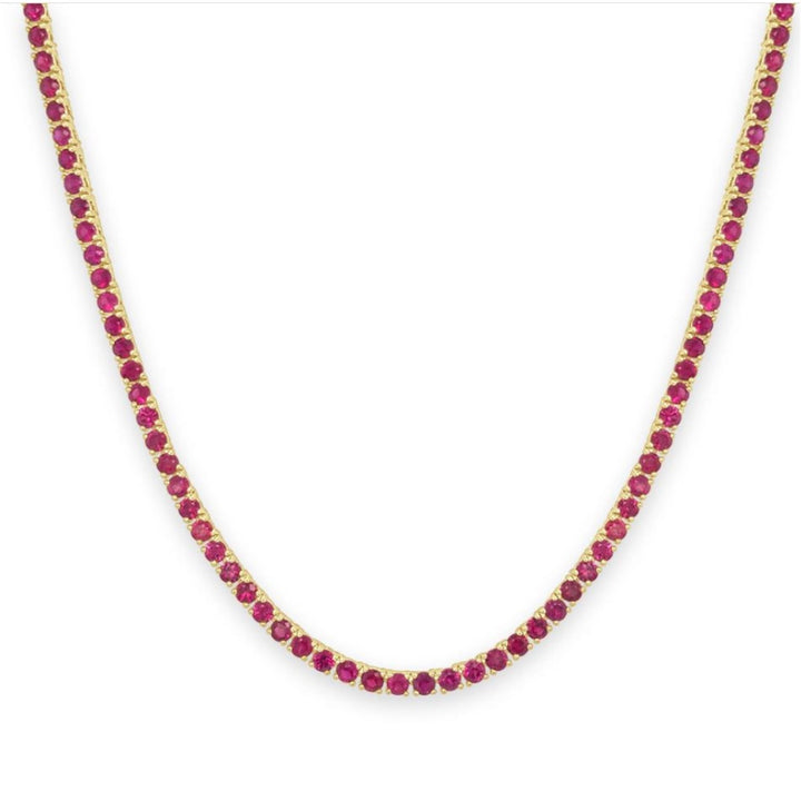 14K Gold 10.25ct Ruby Tennis Necklace