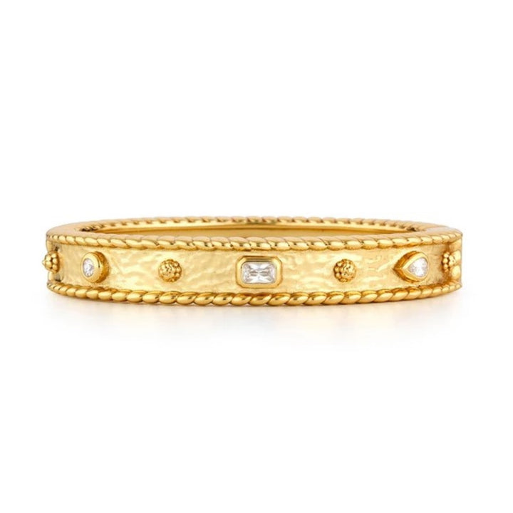 Berry Gem Hinged Bangle With Cubic Zirconia Gems