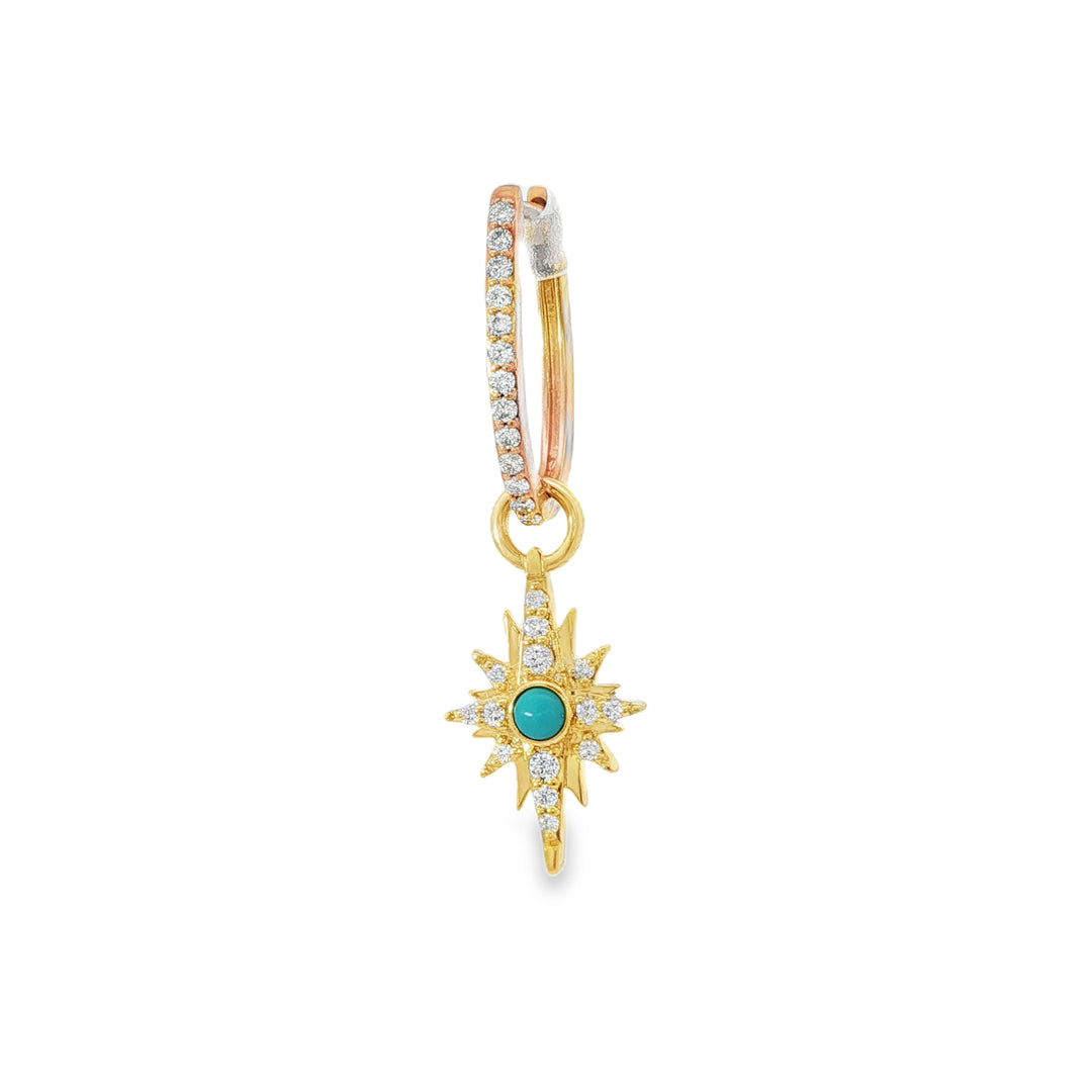 Single Small Shooting Star Charm With Turquoise
