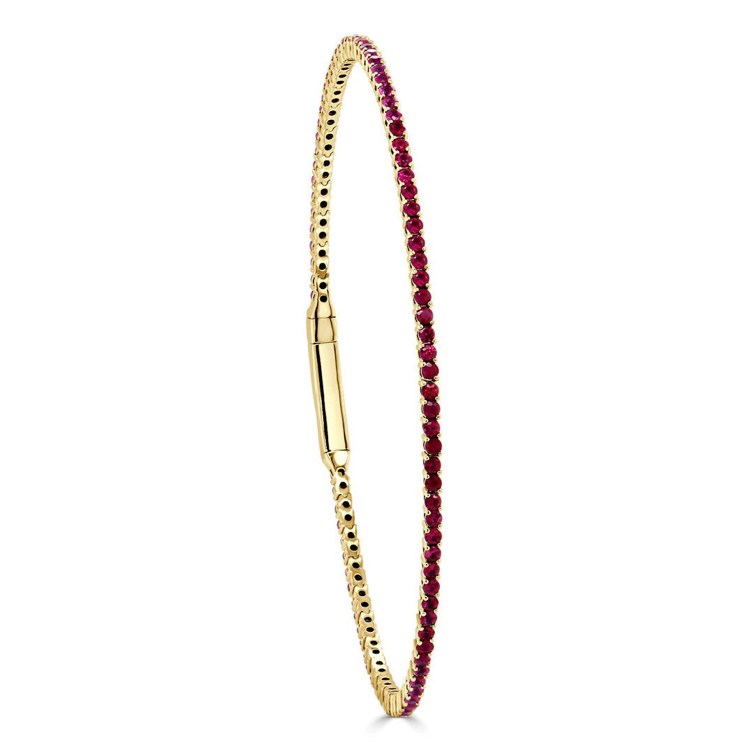 14K Gold 2.14ct Ruby Eternity Flex Bangle