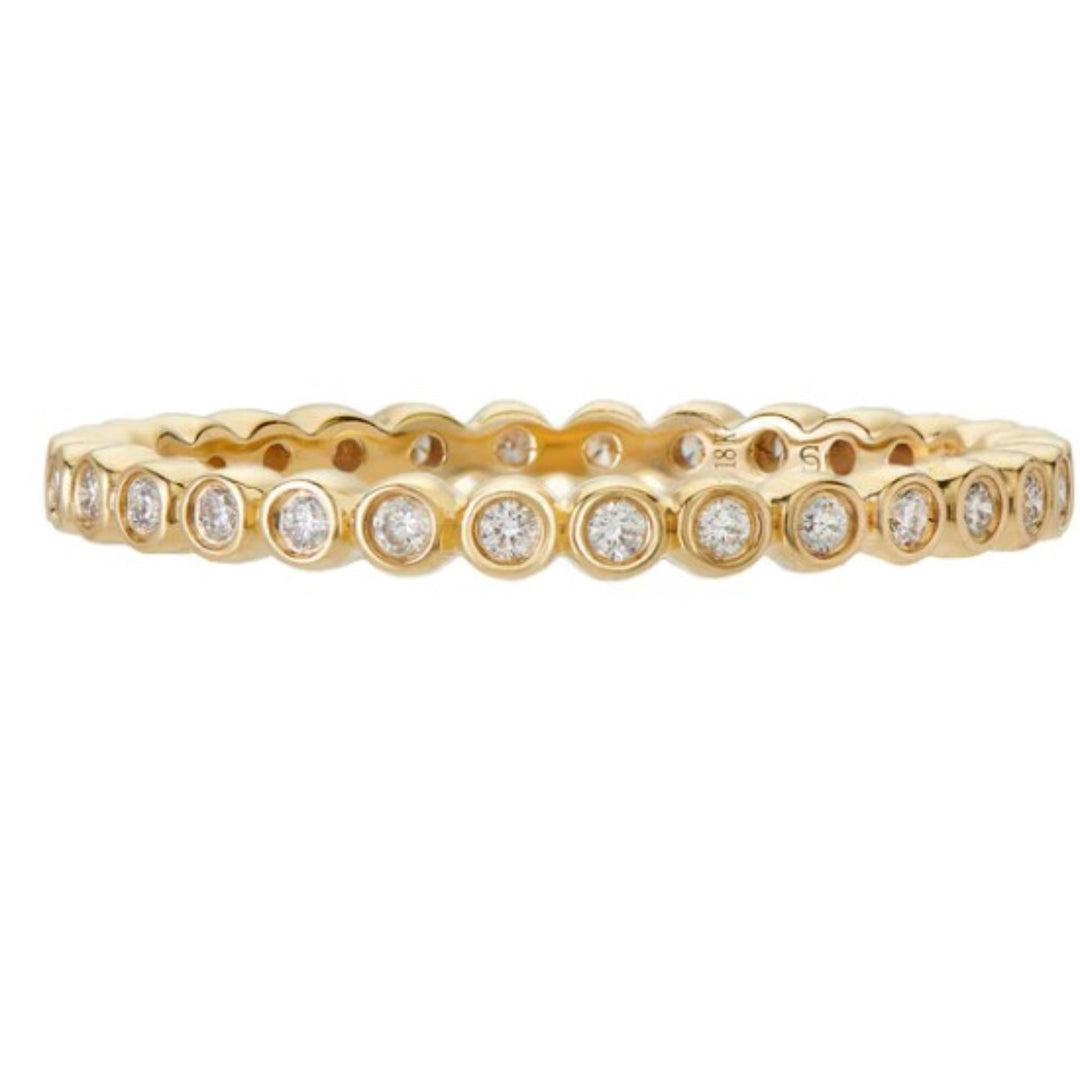 18K Yellow Gold Mini Bezel Eternity Band - Size 6.5