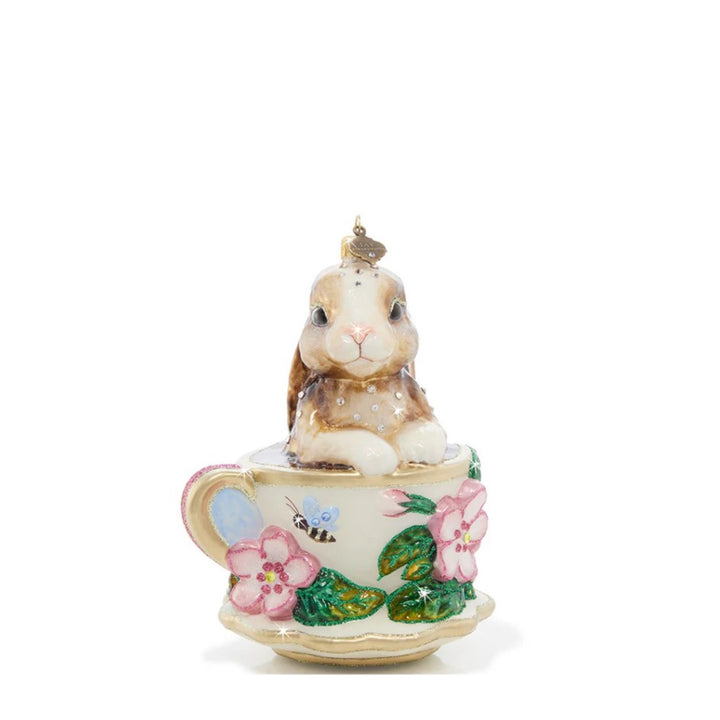 Bunny Teacup Glass Ornament