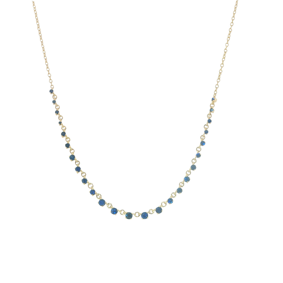 "Mylene" Blue Sapphire Tennis Necklace - 16-18"
