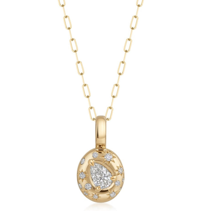 Small Astrid Necklace With Pear And Round Diamonds - 18"