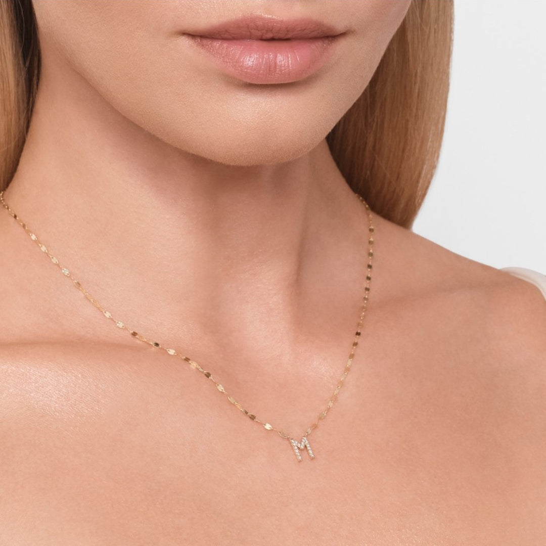 Diamond "M" Initial Pendant Necklace
