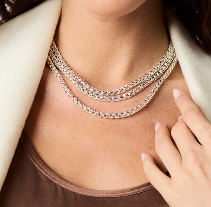 Silver Cobblestone Link Necklace - 16-18"