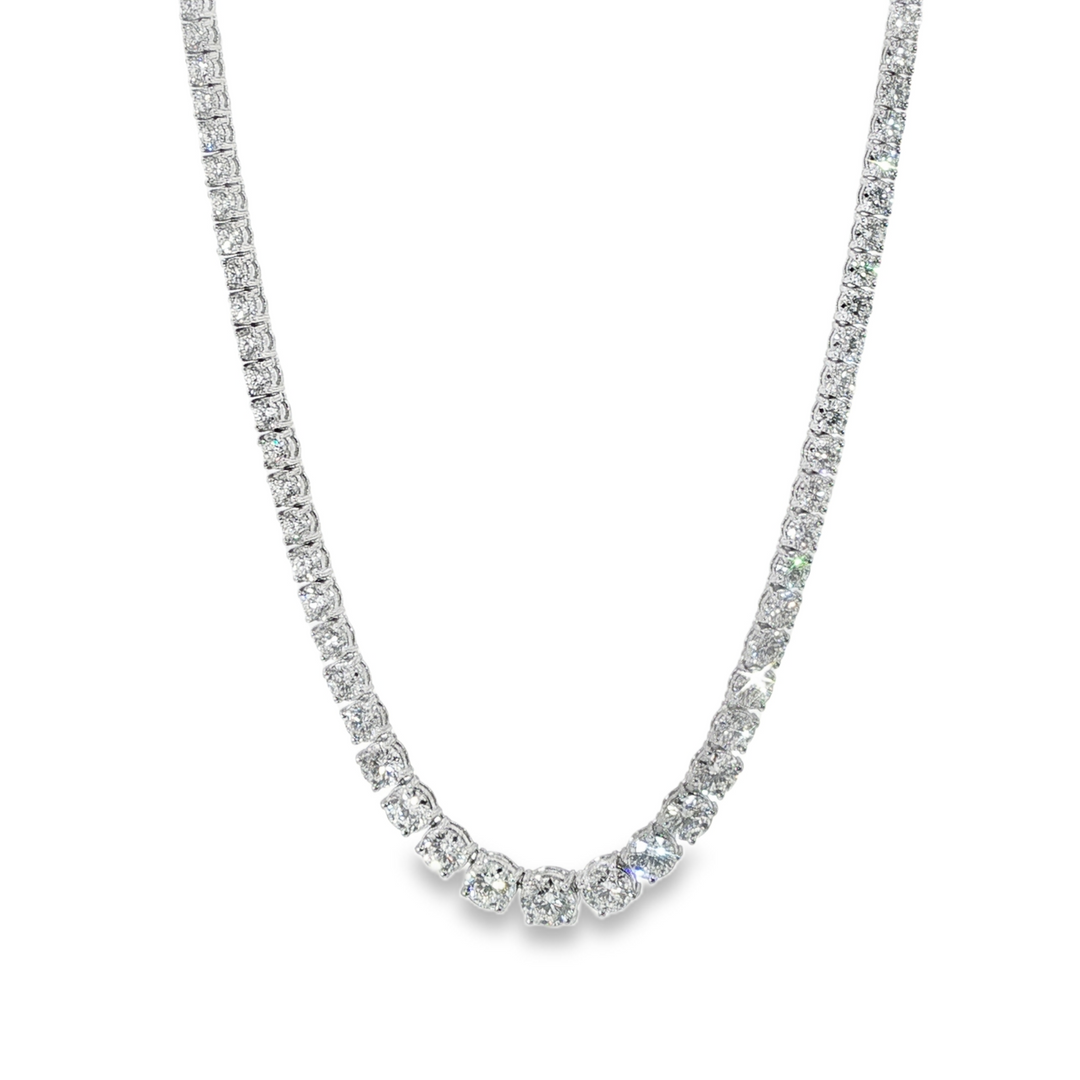 14K White Gold Diamond Riviera Necklace Weighing 18.30cts - 16"