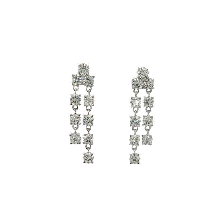 White Gold and Diamond Drop Earrings With 2 Rows of Round Brilliant Diamonds Weighing 2.36cts