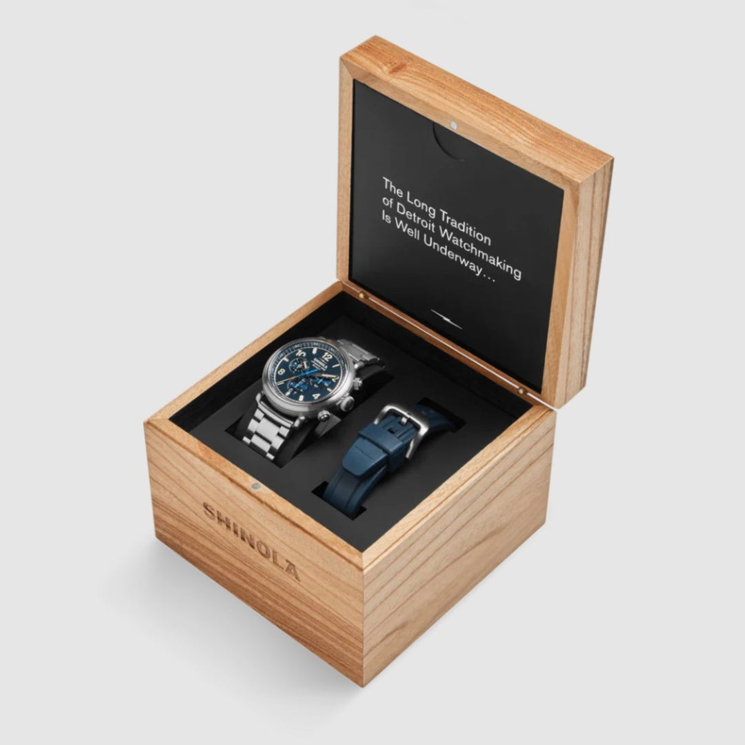 Blue Runwell Chronograph West Wind Watch Gift Set with Additional Strap