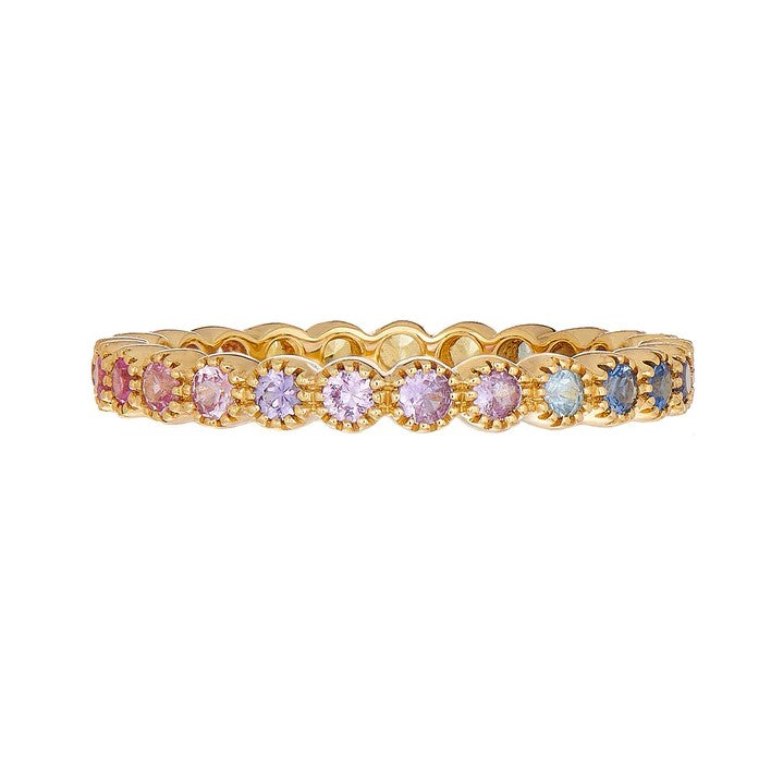 Rainbow Sapphire Bezel Band - Size 6.5