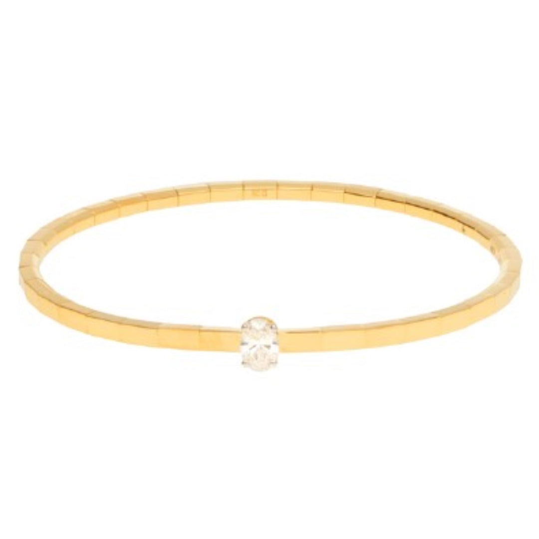 18K Yellow Gold Paris Stretch Bracelet With Center Oval Diamond