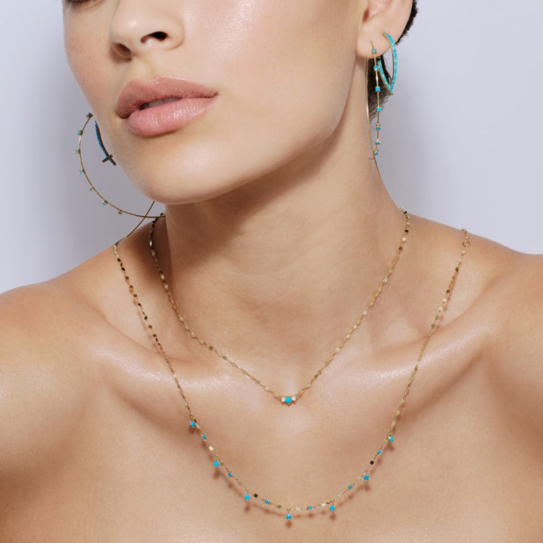 Large Multi Solo Turquoise Upside Down Hoops