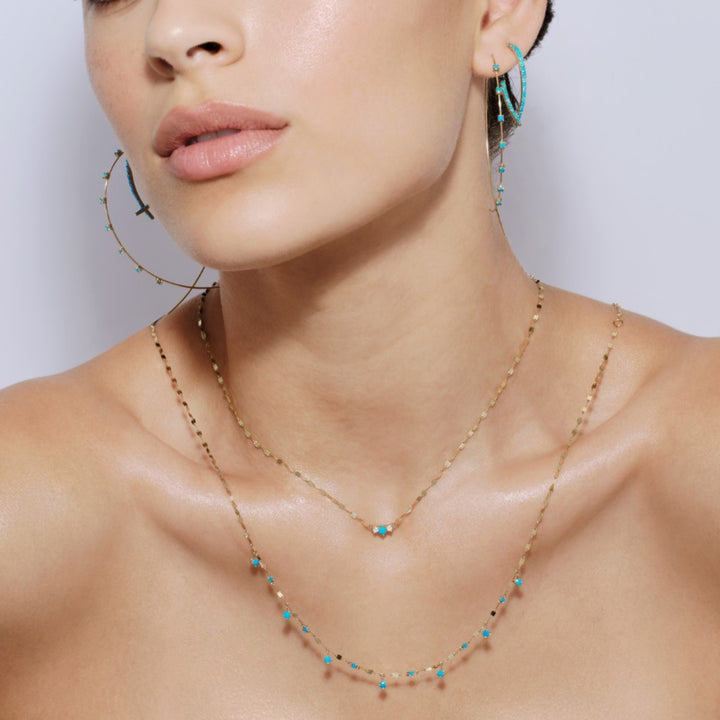 Large Multi Solo Turquoise Upside Down Hoops