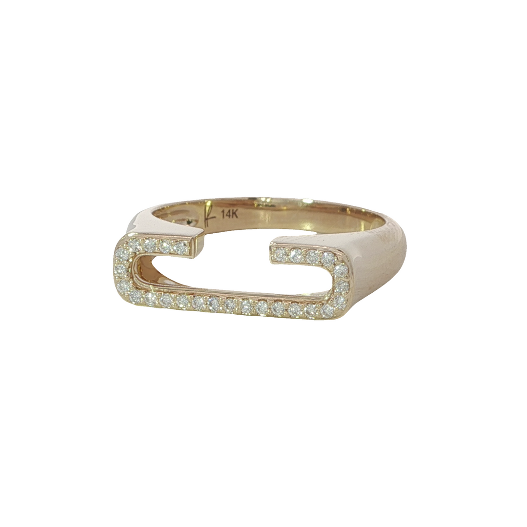 Pavé Diamond Initial "C" Ring